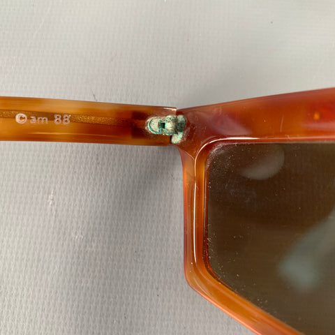 CLAUDE MONTANA Brown Tortoise Shell Studded Acetate Sunglasses