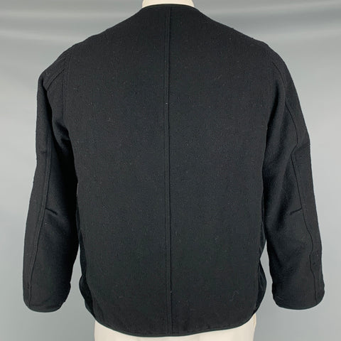 VISVIM -Chaqueta de plumón Wawona -Talla L Abrigo con cremallera de lino y lana de tweed negro y beige