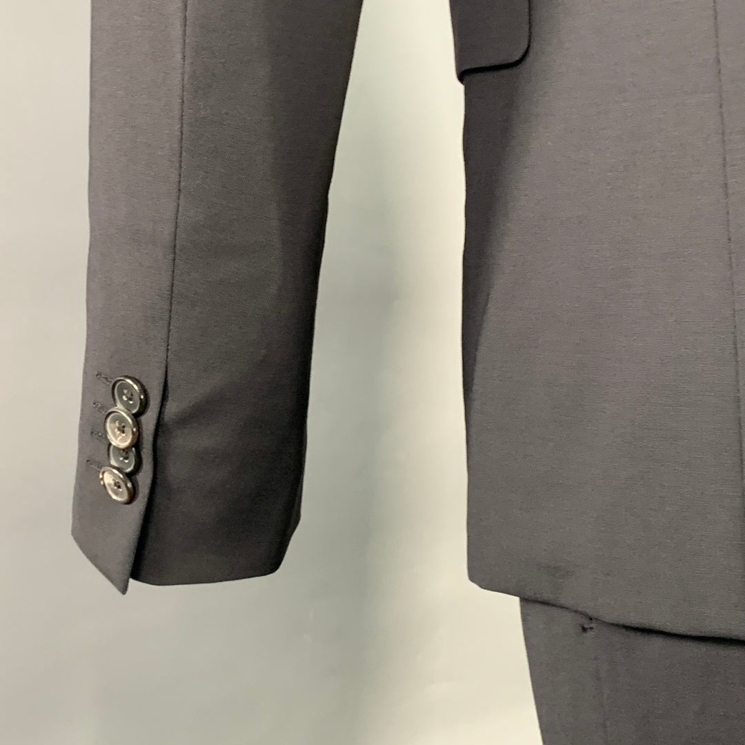 THEORY Size 40 Regular Black Wool Blend Notch Lapel Suit