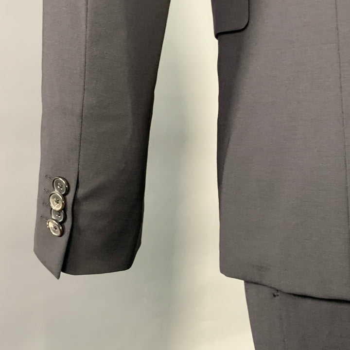 THEORY Size 40 Regular Black Wool Blend Notch Lapel Suit