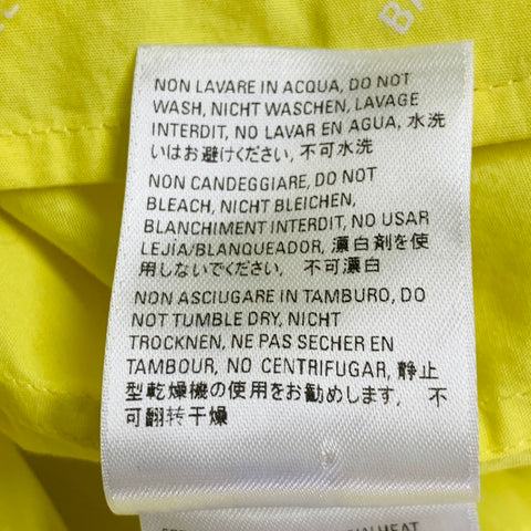 BALENCIAGA Size M Yellow White Logo Cotton Button Down Collar One Pocket Oversized Short Sleeve Shirt