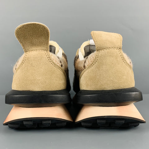 LANVIN Size 11 Beige Brown Plaid Wool Sneakers