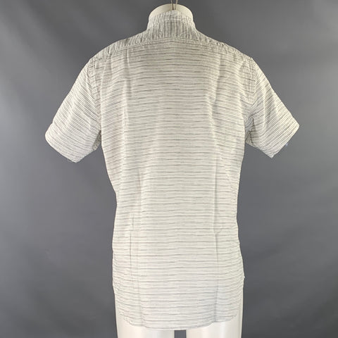 TAYLOR STITCH Size M White Black Stripe Cotton Button Down Short Sleeve Shirt