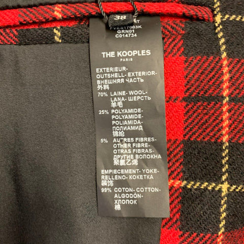 THE KOOPLES Size M Jokers Red Black Yellow Wool Blend Plaid Jacket Blazer