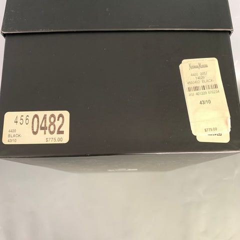 VERSACE Size 10 Black Gold Embossed Leather Slip On Loafers