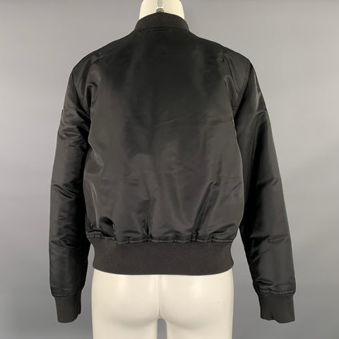 THEORY Size M Black Nylon Bomber Jacket