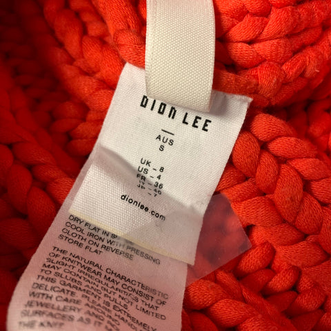 DION LEE Size S Orange Cable Knit Nylon Blend High Collar Sweater