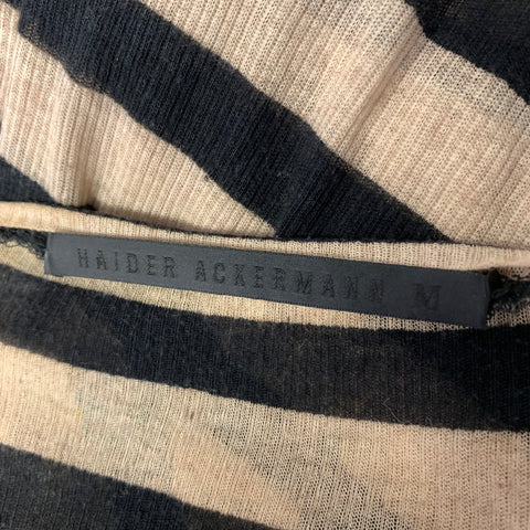HAIDER ACKERMANN Size M Black Tan Stripe Cotton Cashmere Raglan Pullover