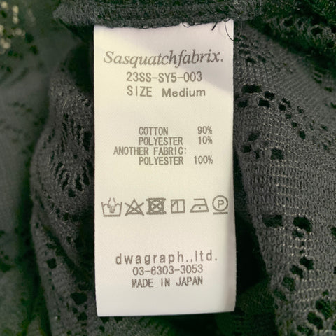 SASQUATCHfabrix Size M Black Lace Cotton Blend Short Sleeve Shirt