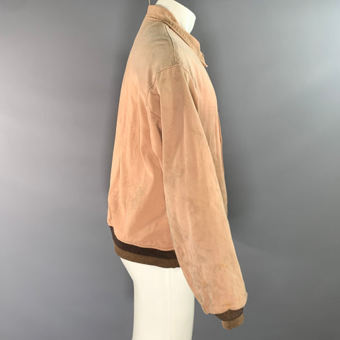 VISVIM Size M Pink Brown Distressed Cotton Bomber Jacket