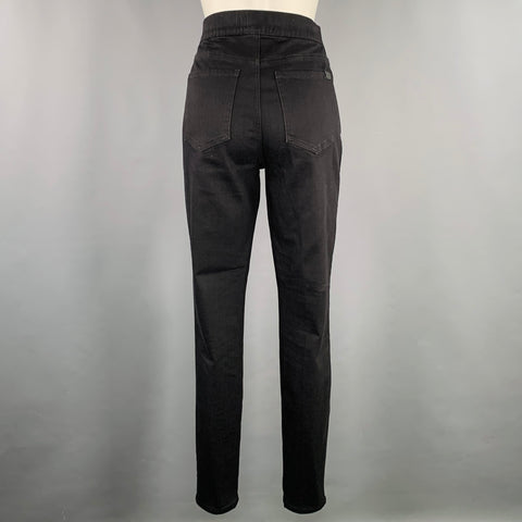 7 FOR ALL MANKIND Size 8 Black Cotton Stretch Blend Elastic Waistband Jeans