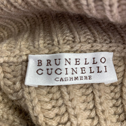 BRUNELLO CUCINELLI Size M Beige Camel Cashmere Wide Sleeves Cardigan