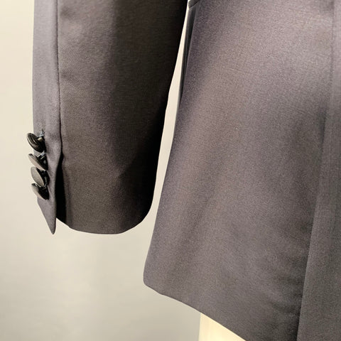 BRIONI Size 40 Regular Navy Black Two Toned Wool Peak Lapel Sport Coat