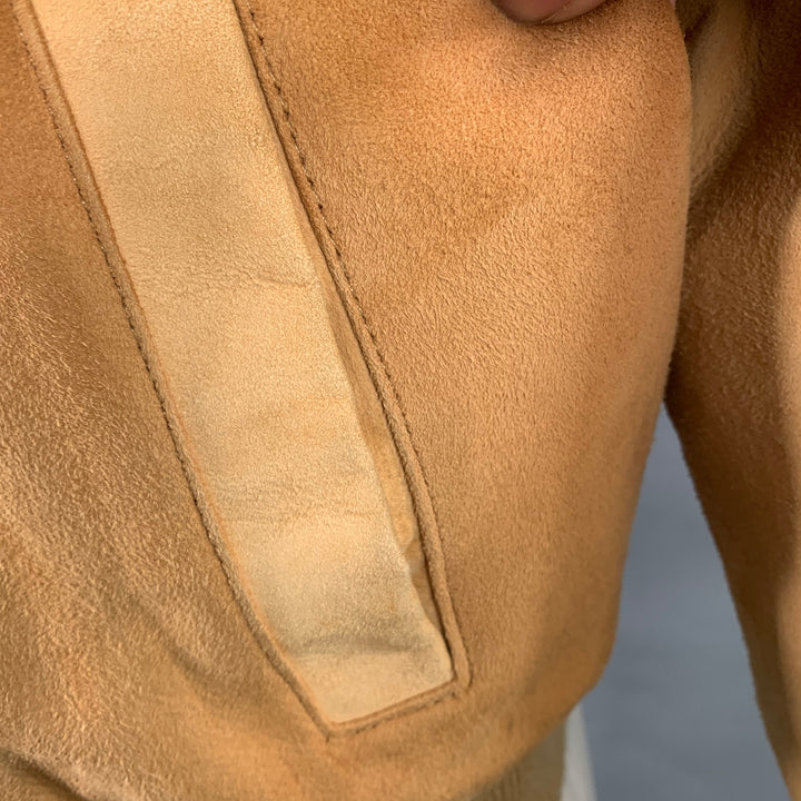 SAKS FIFTH AVENUE Vintage Size 44 Beige Suede Bomber Jacket