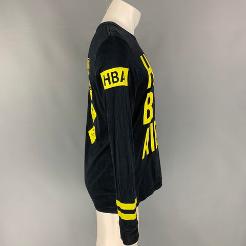 HOOD BY AIR Size S Black & Yellow Logo Cotton Pullover T-shirt