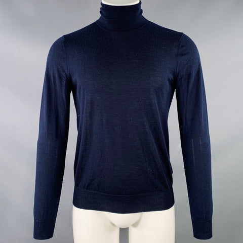 PRADA Size S Navy Knit Cashmere Turtleneck Long Sleeve Pullover