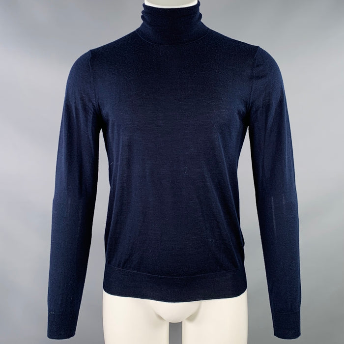 PRADA Size S Navy Knit Cashmere Turtleneck Long Sleeve Pullover
