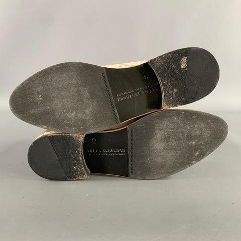 FREDA SALVADOR Size 5.5 White Leather Snake Embossed Embossed Pointed Toe Flats