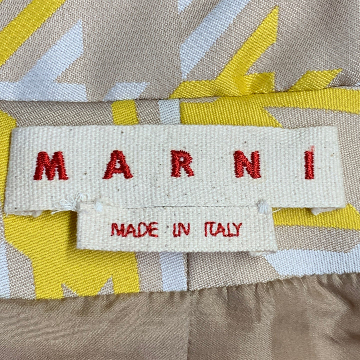 MARNI Size 10 Yellow Beige Polyester Houndstooth Hidden Buttons Jacket Blazer