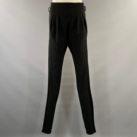 BALENCIAGA Size 30 Black Triacetate Blend Pleated Slim Fit Dress Pants