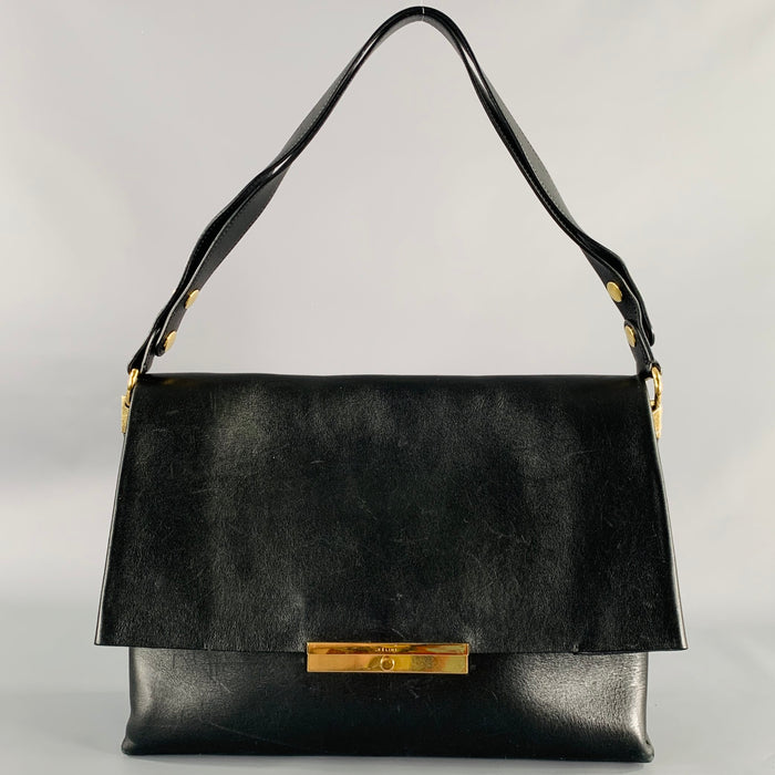 CELINE 2018 Black Gold Leather Doctor Bag Handbag