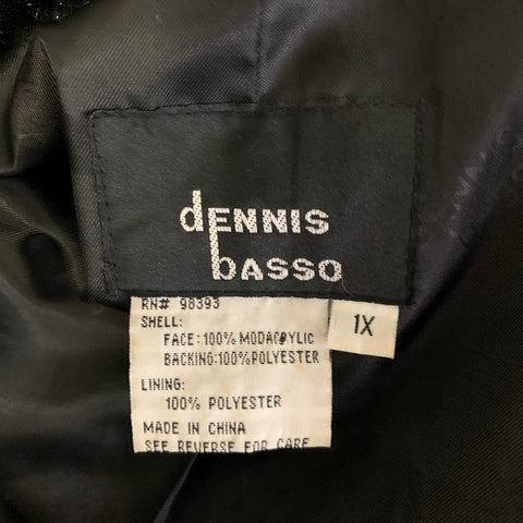 DENNIS BASSO Size XL Black Faux Fur Modacrylic Coat