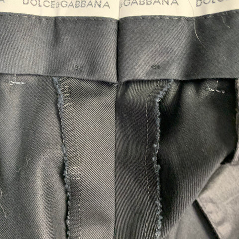DOLCE & GABBANA Size 36 Black Cotton Twill Tapered Zip Fly Dress Pants