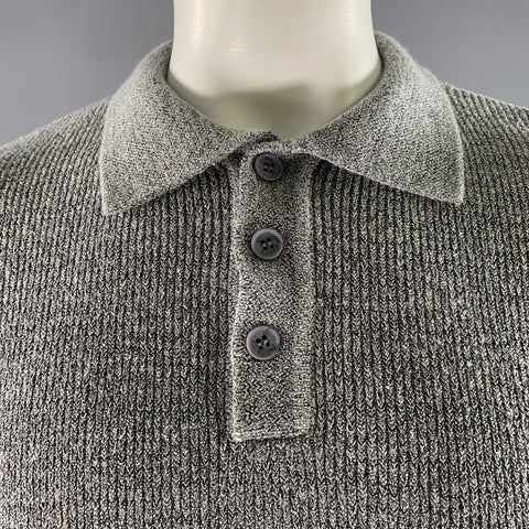 RAITH Size XL Grey Marled Acrylic Blend Buttoned Polo