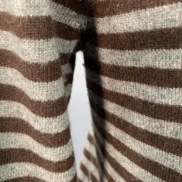 A.P.C. Size L Charcoal Grey Brown Cashmere Stripe Crew Neck Sweater
