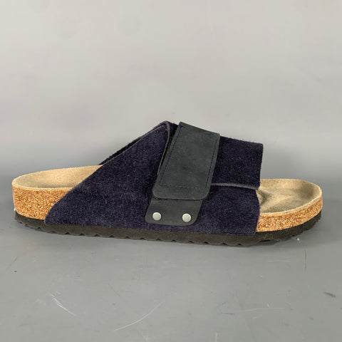 BIRKENSTOCK Size 9 Navy Khaki Mixed Fabrics Suede Slide Sandals