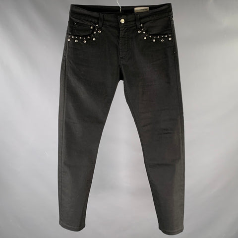 ALEXANDER MCQUEEN Size 32 Studded Black Denin Jeans