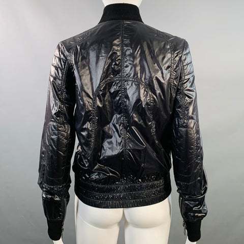 DOLCE & GABBANA Size 4 Black Nylon Blend Zip Pockets Jacket