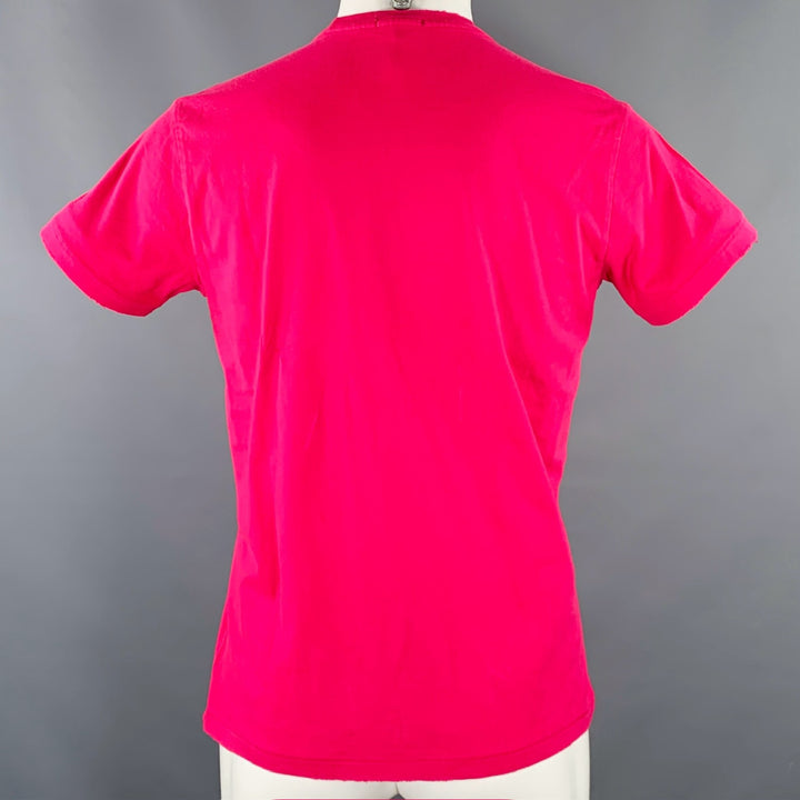 R13 Size S New York Boy Black Fuchsia Print Cotton Short Sleeve T-shirt