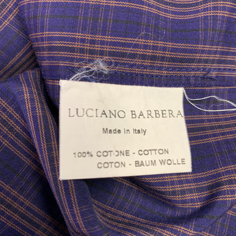 LUCIANO BARBERA Size M Purple Orange Plaid Cotton One Pocket Long Sleeve Shirt