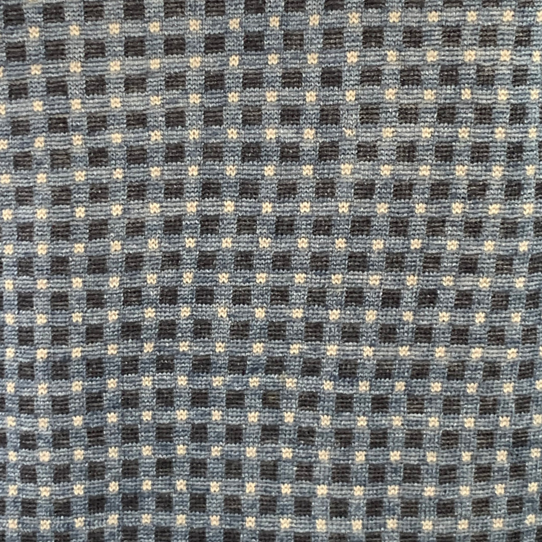 JOHN VARVATOS Size S Blue Grey Black Checkered Linen V-Neck Pullover