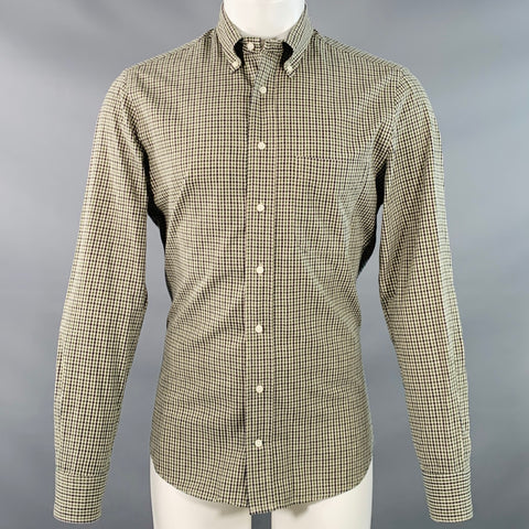GITMAN VINTAGE Size M Beige Black Green Checkered Cotton One Pocket Long Sleeve Shirt