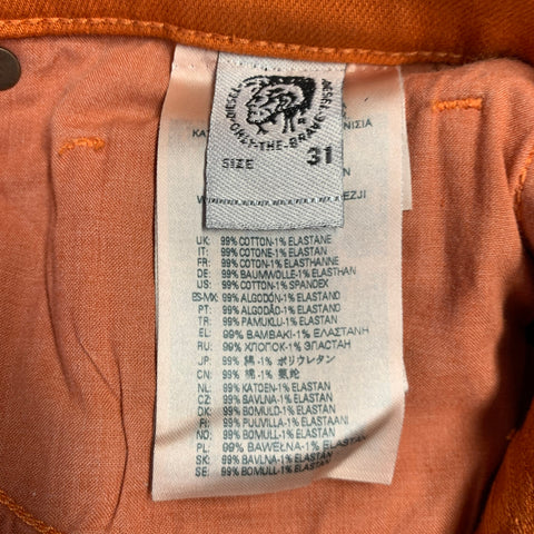 DIESEL Size 31 D-Strukt Orange Cotton Blend Slim 5 Pocket Jeans