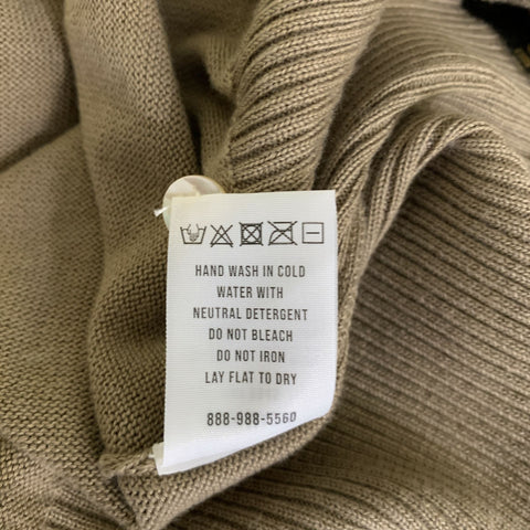 BUCK MASON Size M Green Olive Knit Cashmere Cotton Ribbed Pullover