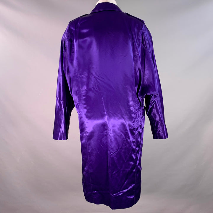 SAINT LAURENT FW22  Size 38 Purple Viscose Satin Peak Lapel Trench Coat