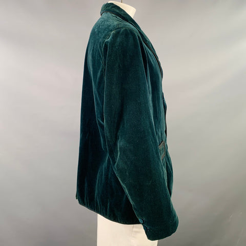 RRL by RALPH LAUREN Size XL Teal Black Velvet Cotton Dinner Jacket