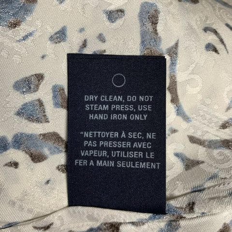 ROBERT GRAHAM Size L Beige Blue & Black Print Silk Button Up Short Sleeve Shirt