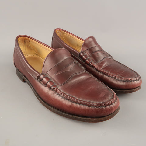 ALLEN EDMONDS Size 10 Burgundy Leather Slip On Penny Loafers