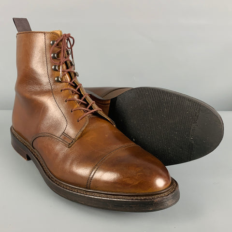 CROCKETT & JONES Size 10 Brown Leather Cap Toe Boots