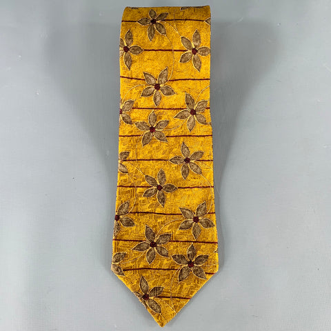 ERMENEGILDO ZEGNA Bronze Taupe Abstract Floral Silk Tie