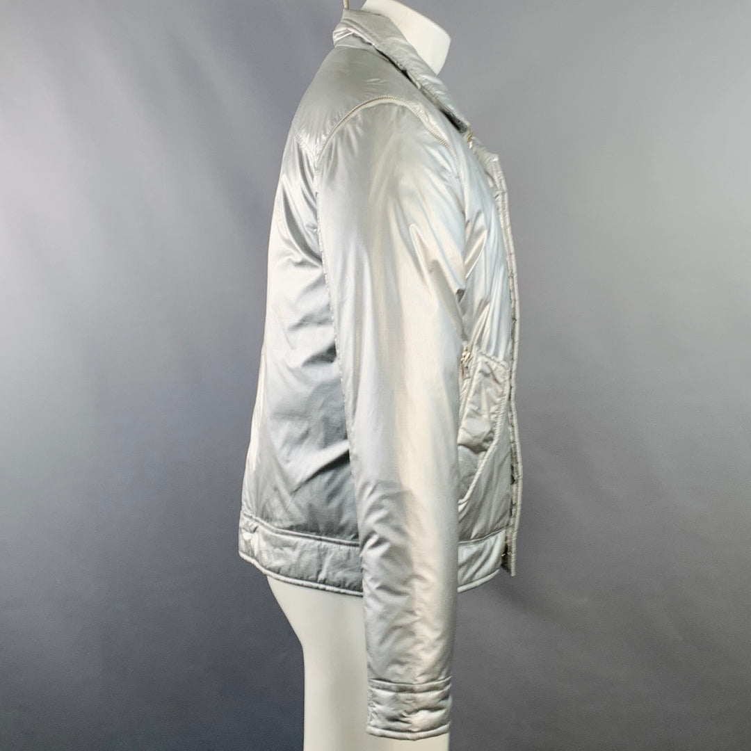 KENNETH COLE Size M Silver Metallic Polyester Zip Up Padded Vest Jacket