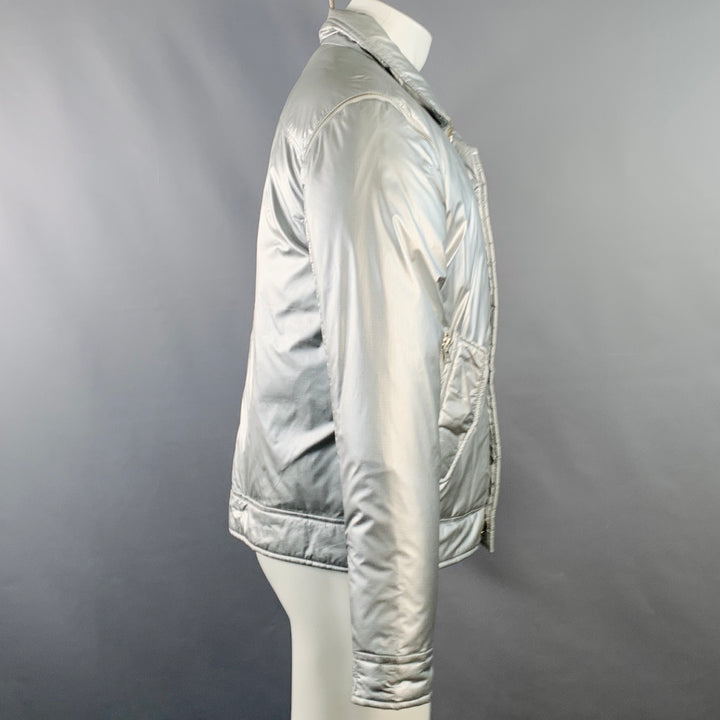 KENNETH COLE Size M Silver Metallic Polyester Zip Up Padded Vest Jacket