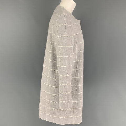 AMINA RUBINACCI Size 10 Light Gray Wool Blend Knitted Collarless Coat