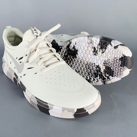 NIKE Size 11 NYJAH Free Premium SB Grey Black White Leather Rubber Sole Sneakers
