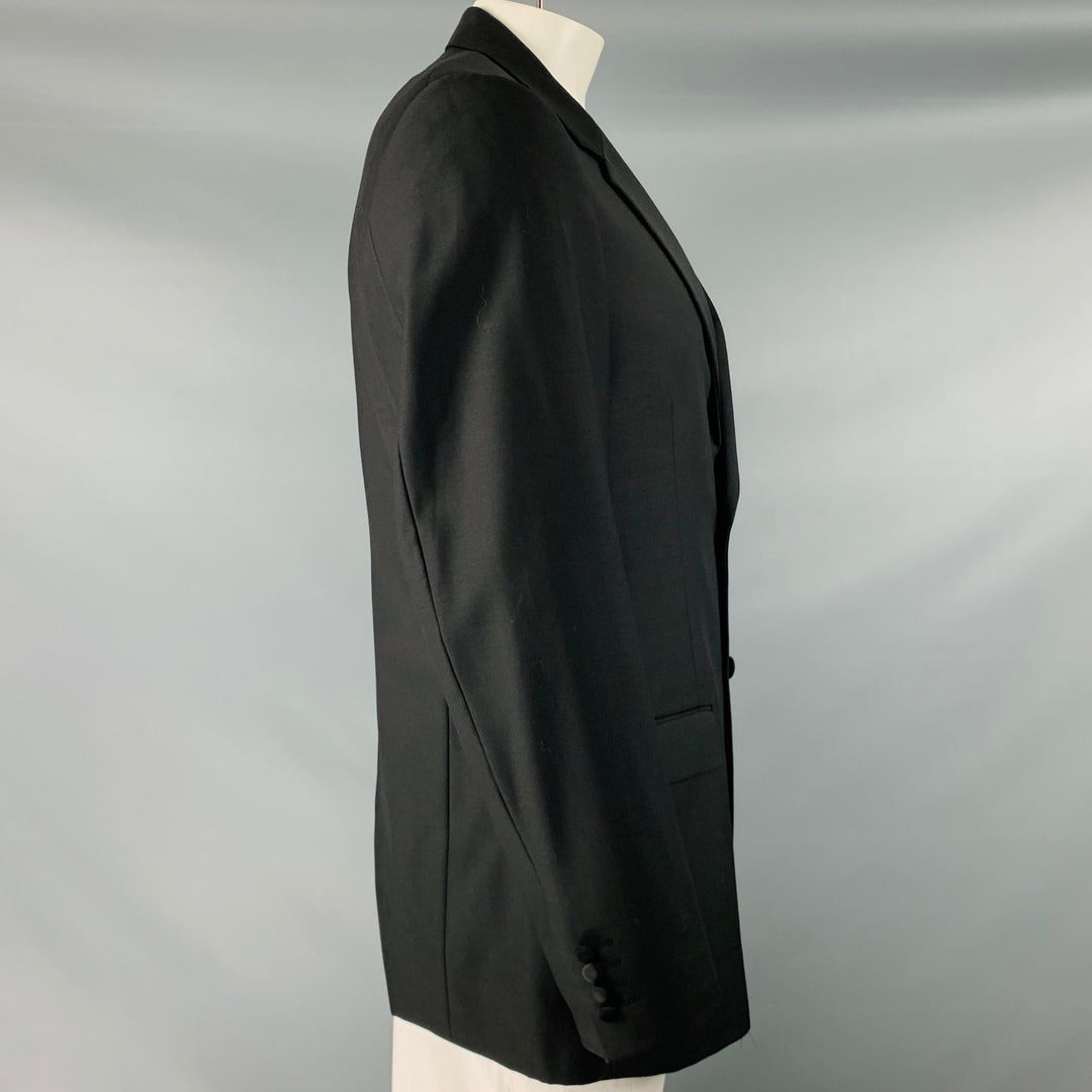 CALVIN KLEIN COLLECTION Size 44 Black Wool Notch Lapel Sport Coat