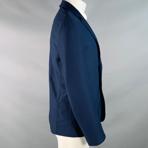 ARMANI COLLEZIONI Chest Size 40 Navy Textured Polyester Blend Sport Coat